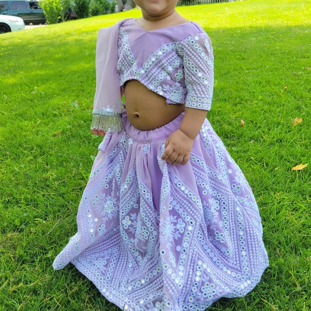 Ethnic Indian Wear Purple Dance Costume with Lace Details